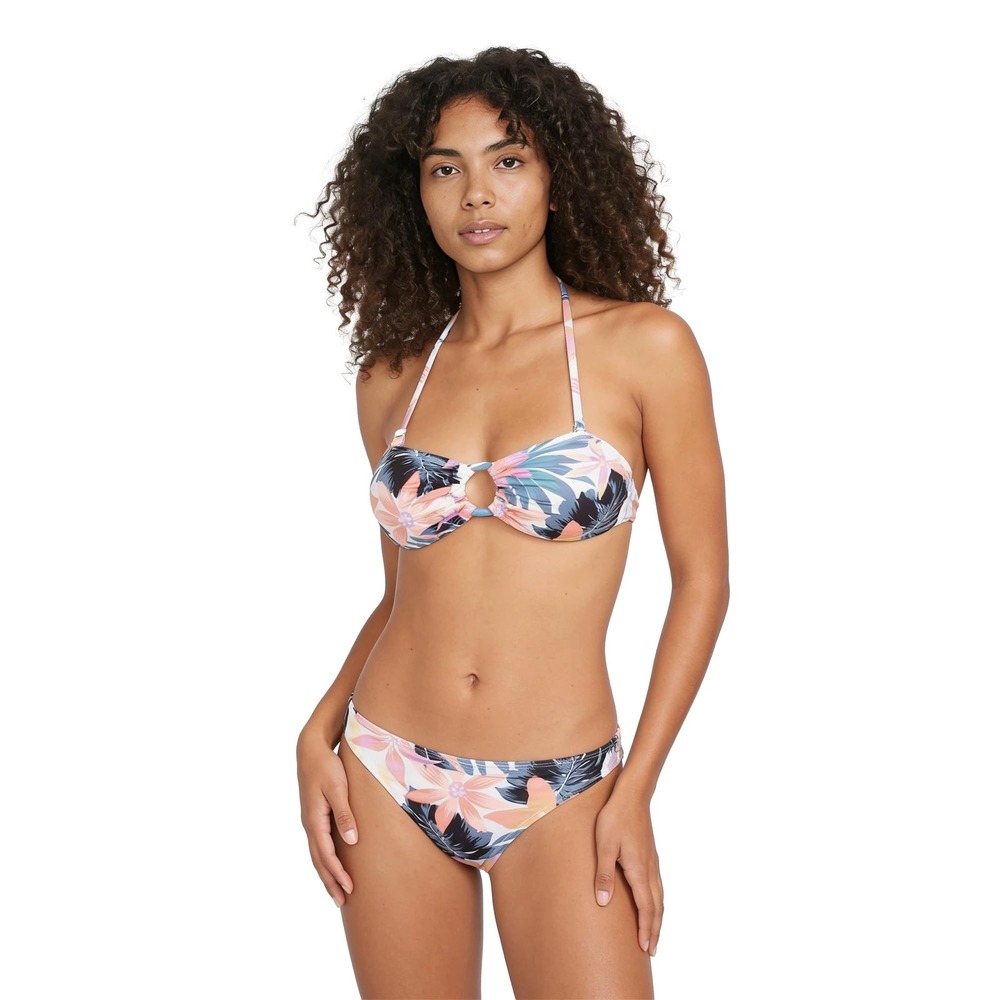 NWT Volcom Women's Floral Bikini Set Bandeau Halter Top Bottom Multi XS